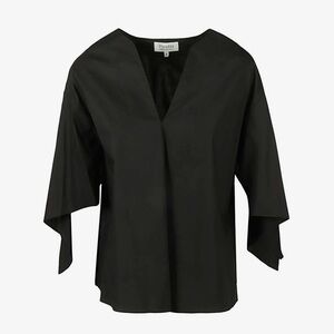 PSOPHIA Black V-Neck Cotton Women's Blouse Size L pre-owned.